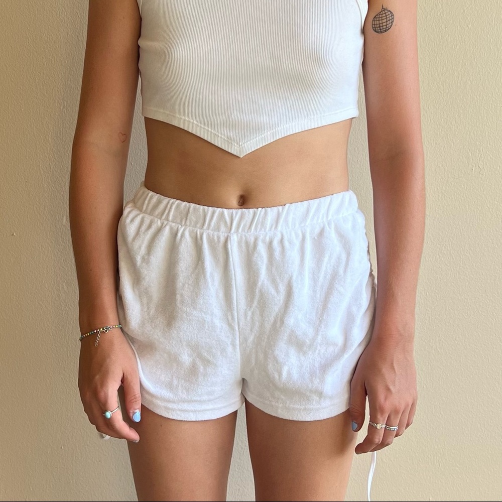 Terrycloth White Lounge Shorts